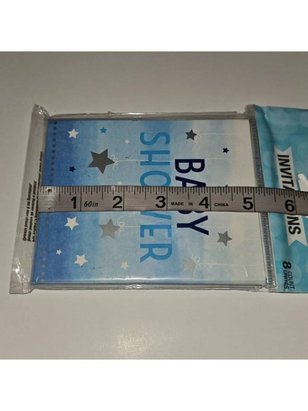 NEW 5 Pkgs Baby Shower Invitations (8 per pack) Blue Baby Boy Silver Stars